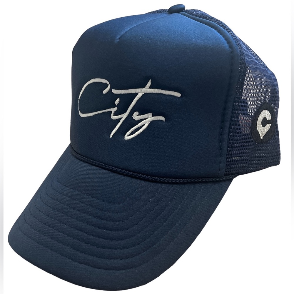 CITY Blue Trucker Hat SnapBack Baseball Cap Mens Adjustable Soft Clothes